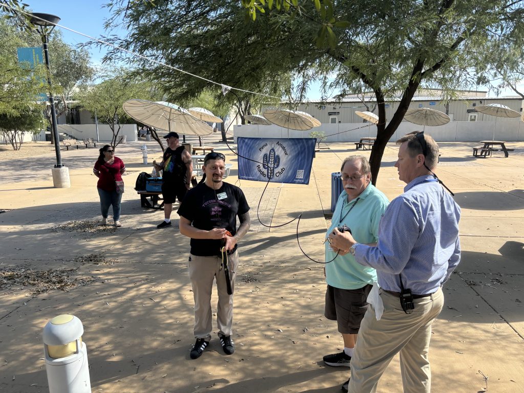 Students and faculty participating in an amateur radio activity on the Pima Community College campus